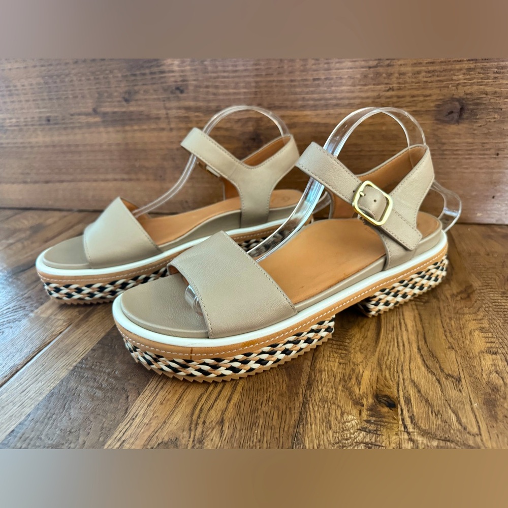 Women's Neutral Beige Platform Sandals with Braided Espadrille Sole